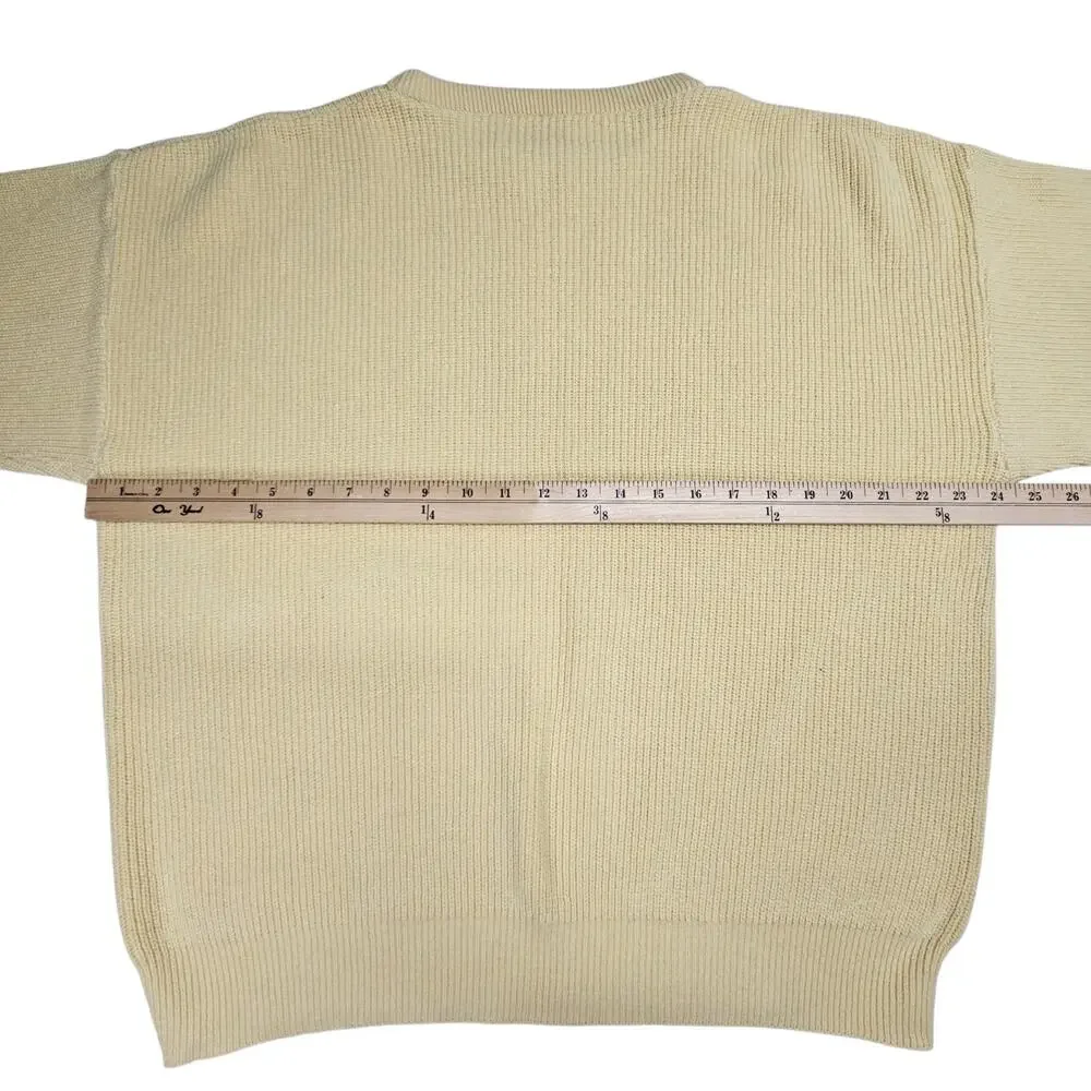 Vintage Lord Jeff Sweater Men's Large Yellow Heavy Cable Knit 100% Cotton USA